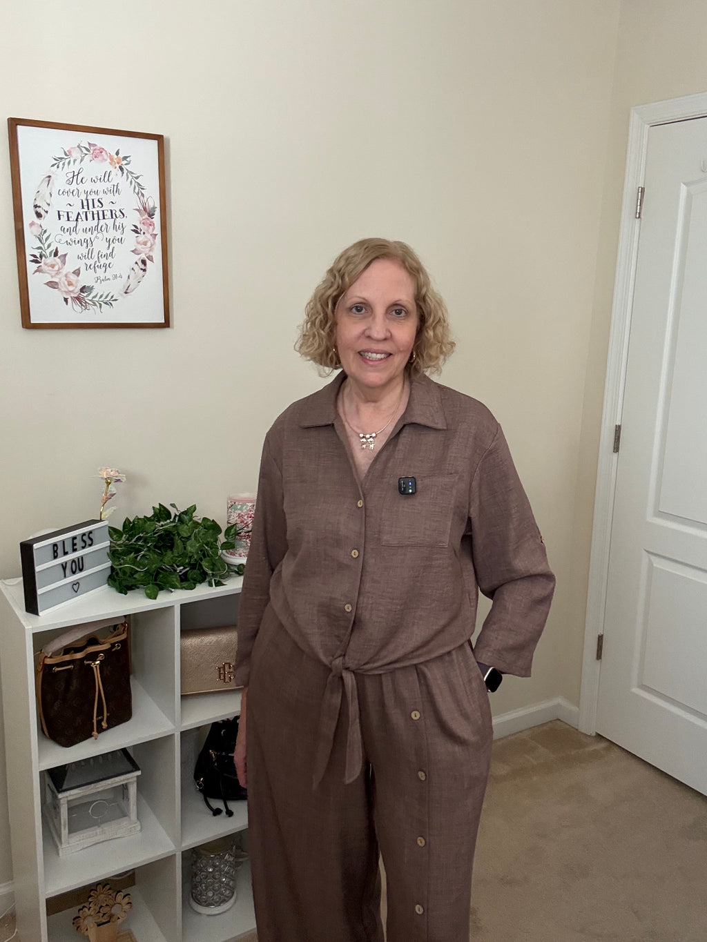 Conjunto Holgado de Manga Larga – Camisa con Lazo y Pantalón Palazzo
