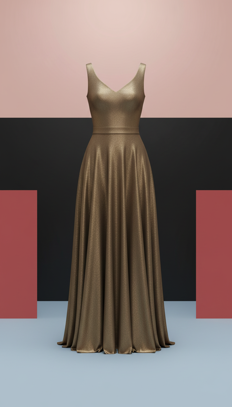 Vestido de noche crepé metálico