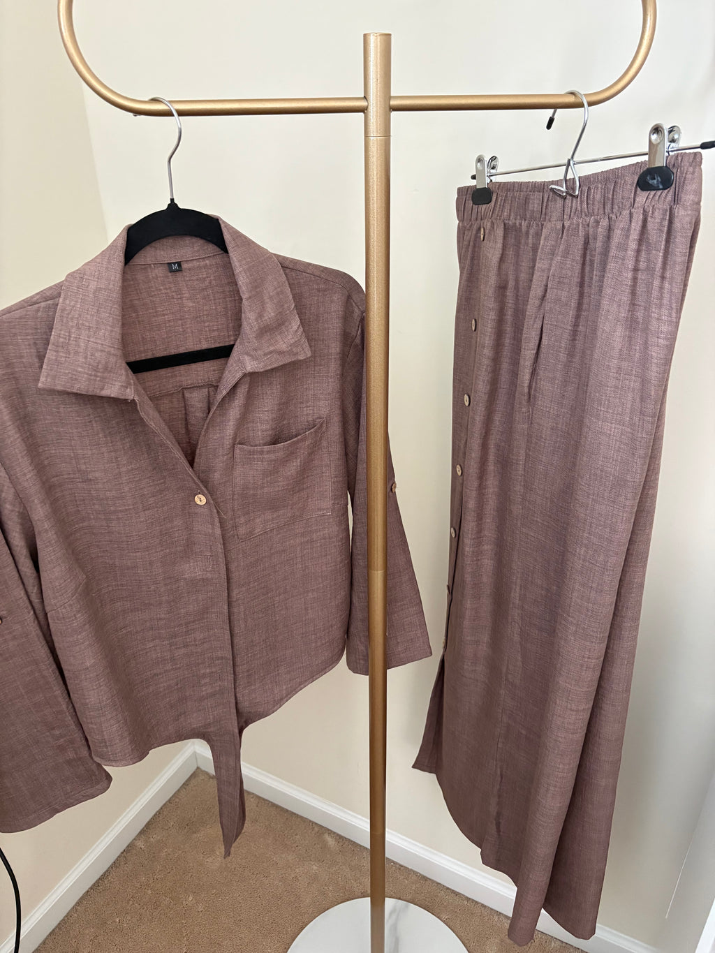 Conjunto Holgado de Manga Larga – Camisa con Lazo y Pantalón Palazzo