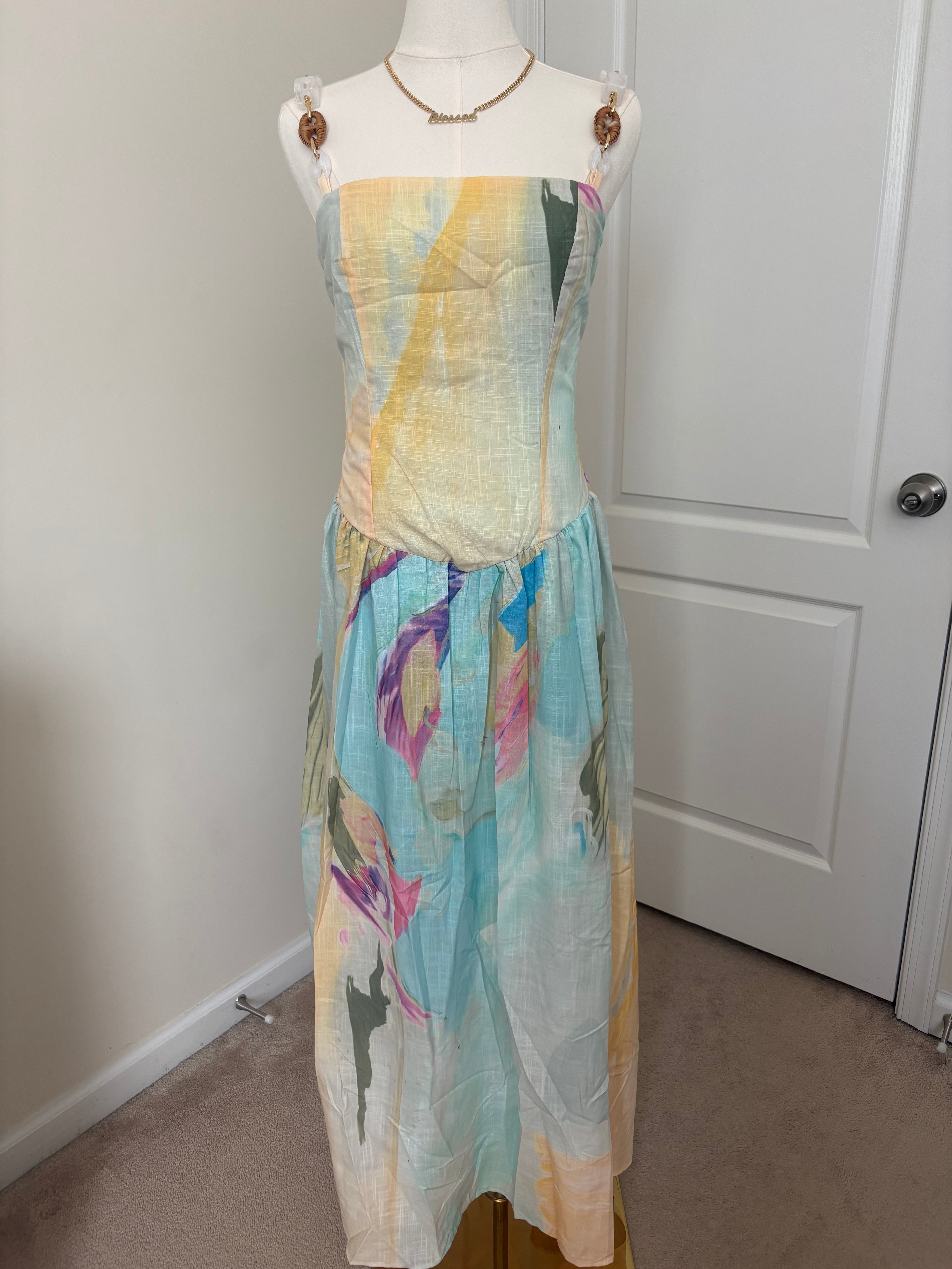 Arcoiris Dress – Vestido Off-Shoulder de Colores Vibrantes