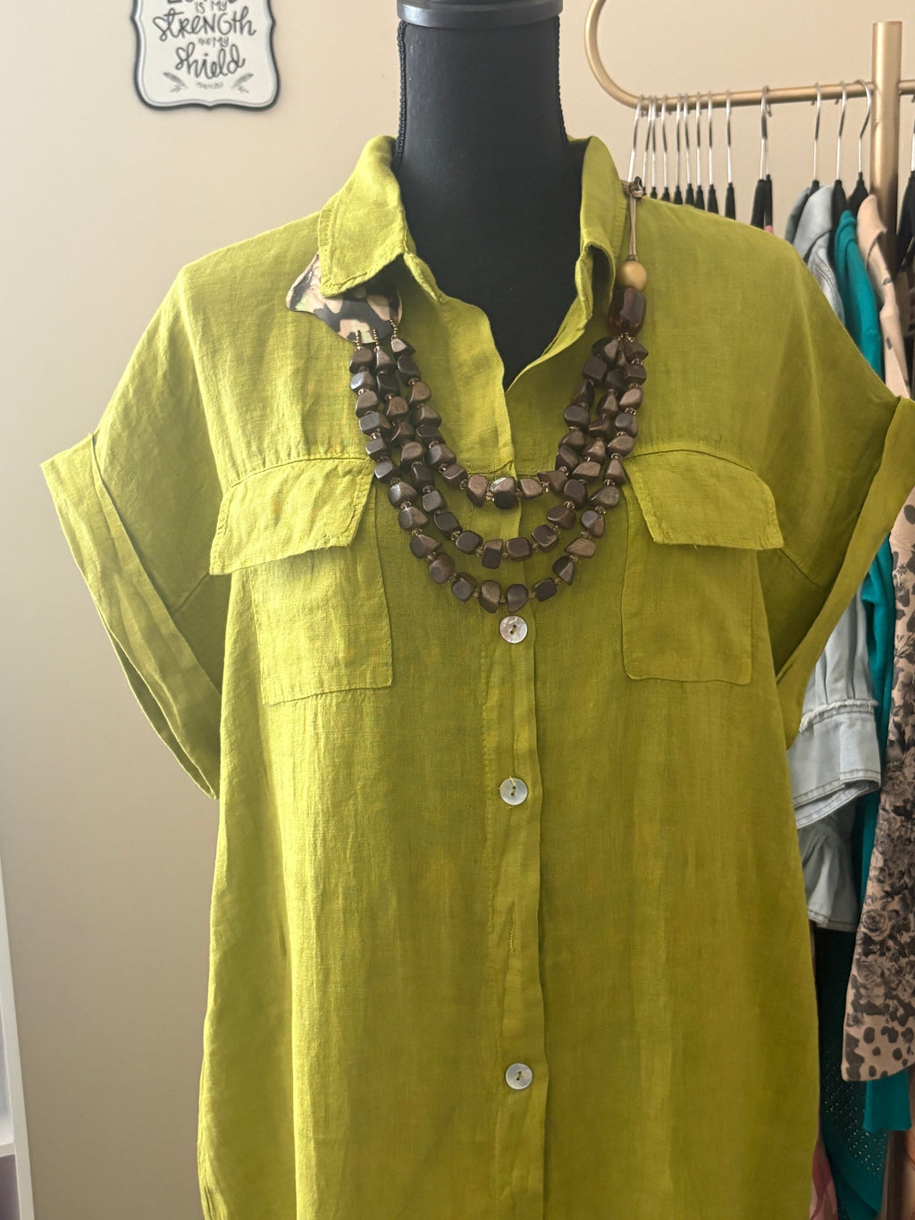 Vestido de Lino Primavera-Verano | Verde, Beige & Azul Marino