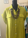 Vestido de Lino Primavera-Verano | Verde, Beige & Azul Marino