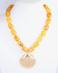 Collar de concha de cuentas de mármol Bega amarillo