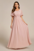Elegant Short Sleeve Evening Gown
