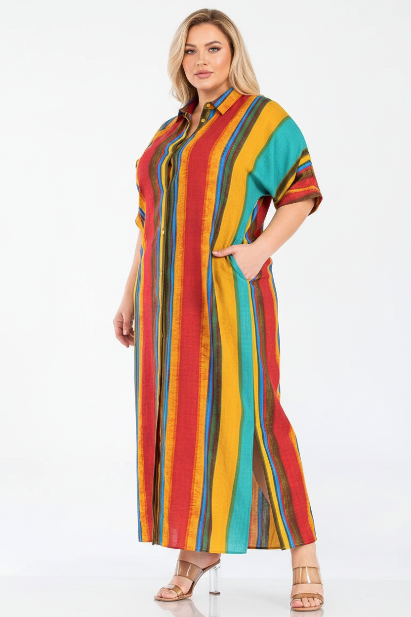 Modelo con Vestido Bohemio Big Size