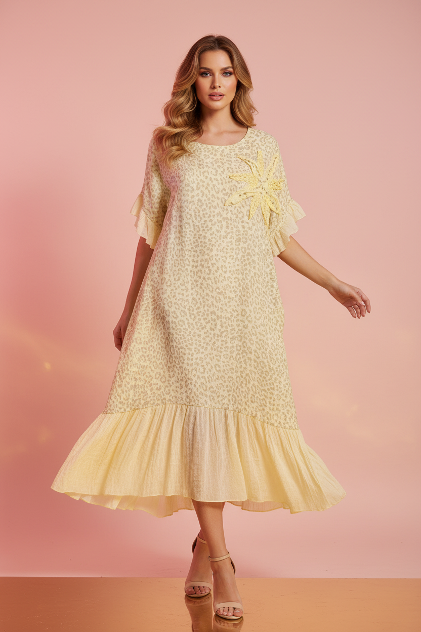 Modelo con Vestido de Lino Glam Fashion By Merci